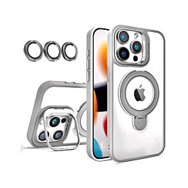 Gloss Case with Dual Kickstand for 15 Pro- Silver
