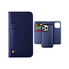 Magnetic Wallet Leather Folio Case For 15 Pro- Blue