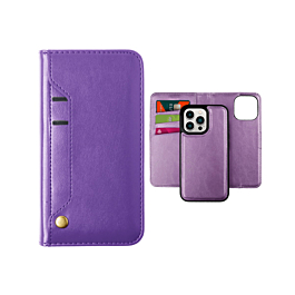Magnetic Wallet Leather Folio Case For 15 Pro- Purple