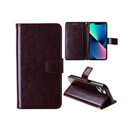 Wallet Leather Folio Case For 15 Pro- Brown