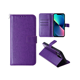 Wallet Leather Folio Case For 15 Pro- Purple