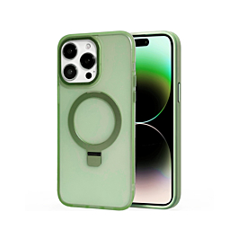 Matte Smoke Magsafe Kickstand Case For 15 Pro Max - Green