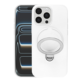 Pastel MagSafe Kick stand Case For 15 Pro Max - White