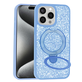 Full Glitter With MagSafe Kick Stand For 15 Pro Max - Blue