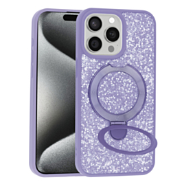 Full Glitter With MagSafe Kick Stand For 15 Pro Max - Purple