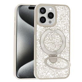 Full Glitter With MagSafe Kick Stand For 15 Pro Max - Gold