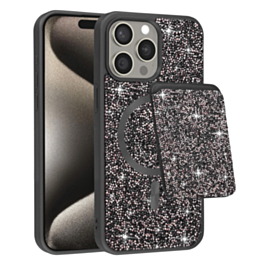 Full Glitter case With Full Glitter MagSafe card Holder  For 15 Pro Max - Black