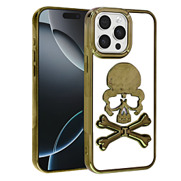 Skull Design Case For 15 Pro Max - Gold