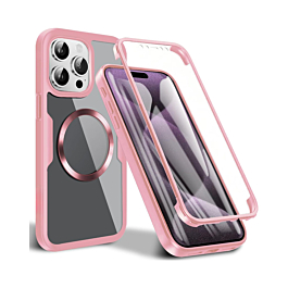Full cover shock proof silicone case Case For 15 Pro Max -  Pink