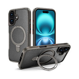Carbon Fiber with kickstand Case For 16 - Gray