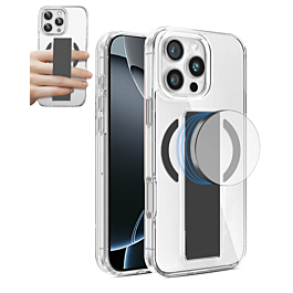 Hard Clear Case With Mag Grip For 16 Pro Max- Black