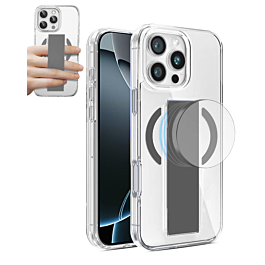 Hard Clear Case With Mag Grip For 16 Pro Max- Gray