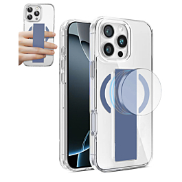 Hard Clear Case With Mag Grip For 16 Pro Max- Blue