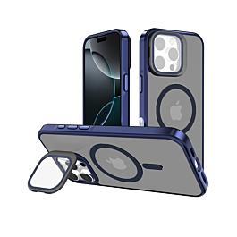 Matte Smoke With Camera Kickstand For 16 Pro Max- Blue