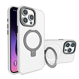Matte Finish Case Magsafe Kickstand For 16 Pro Max- white