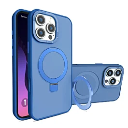 Matte Finish Case Magsafe Kickstand For 16 Pro Max- Blue