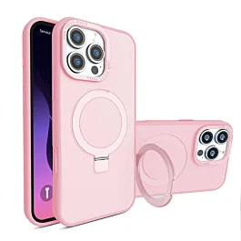 Matte Finish Case Magsafe Kickstand For 16 Pro Max- Pink