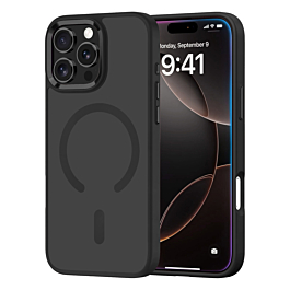Magnetic Wireless Charging Case For 16 Pro Max- Black