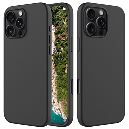 Soft Silicone Case For 16 Pro Max- Black