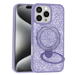 Full Glitter With MagSafe Kickstand Case For 16 Pro Max- Purple