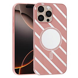 Stripped Mirror Case For 16 Pro Max- Pink