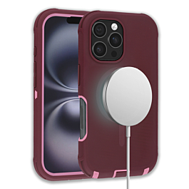 Defender Case Wireless Charging For 16 Pro Max- Pink