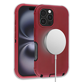 Defender Case Wireless Charging For 16 Pro Max- Red