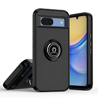 Matte Clear Ring Kickstand Case For Pixel 8a - Black