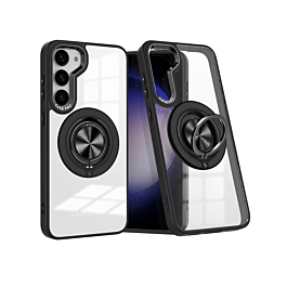 Gloss Case Ring Kickstand Wireless Charging For S23- Black