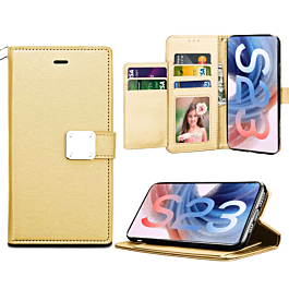 Elegant Leather Folio Case For S23- Gold