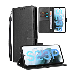 Leather Folio Case For S23 Plus- Black