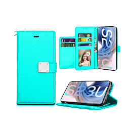 Luxury Leather Folio Case For S23 Plus- Teal