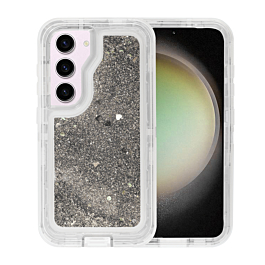 Rugged Liquid Glitter Case For S23 Plus- silver