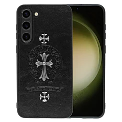 Leather Design Case For S23 Plus- Black