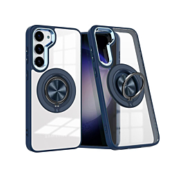 Simple Case With Wireless Charging Ring Stand  For S23 Plus- Navy Blue