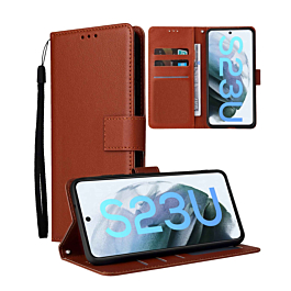 Leather Folio Case For S23 Ultra- Brown