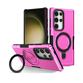 ShockProof Case With Ring Stand For S23 Ultra- Pink