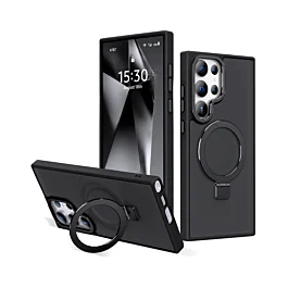 ShockProof Case With Ring Stand For S23 Ultra- Black