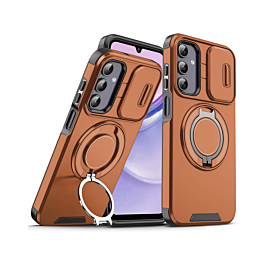 Shock Proof Case With MagSafe KickStand and Camera Cover For S24/S25 - Brown