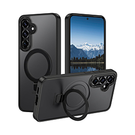 Matte Case With Wireless Charging Kickstand For S24/S25 - Black