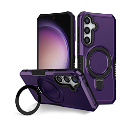 Rugged ShockProof case With MagSafe Kickstand For S24 FE - Purple
