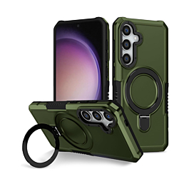 Rugged ShockProof case With MagSafe Kickstand For S24 FE - Green