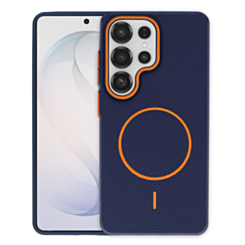 Leather Case With MagSafe  For S24 Ultra - Orange /Blue