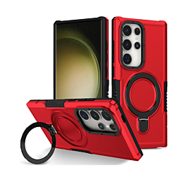 Shock Proof Case  With MagSafe KickStand  For S24 Ultra - Red