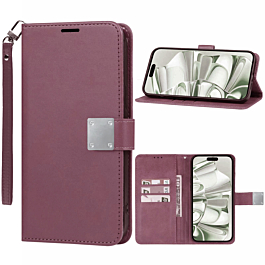 Elegant Leather Folio Case For S25 edge- Maroon