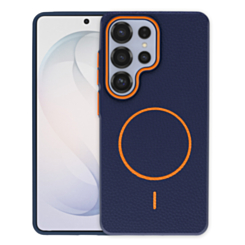 Leather Case For S25 Ultra- Orange/Blue