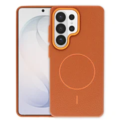 Leather Case With MagSafe For Galaxy S26 Ultra - Orange