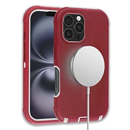 Wireless Charging Defender Case For iPhone 17 - Red