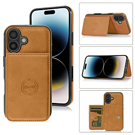 Leather Pocket Wallet Case For iPhone 17 - Light Brown