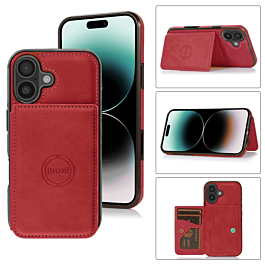 Leather Pocket Wallet Case For iPhone 17 - Red